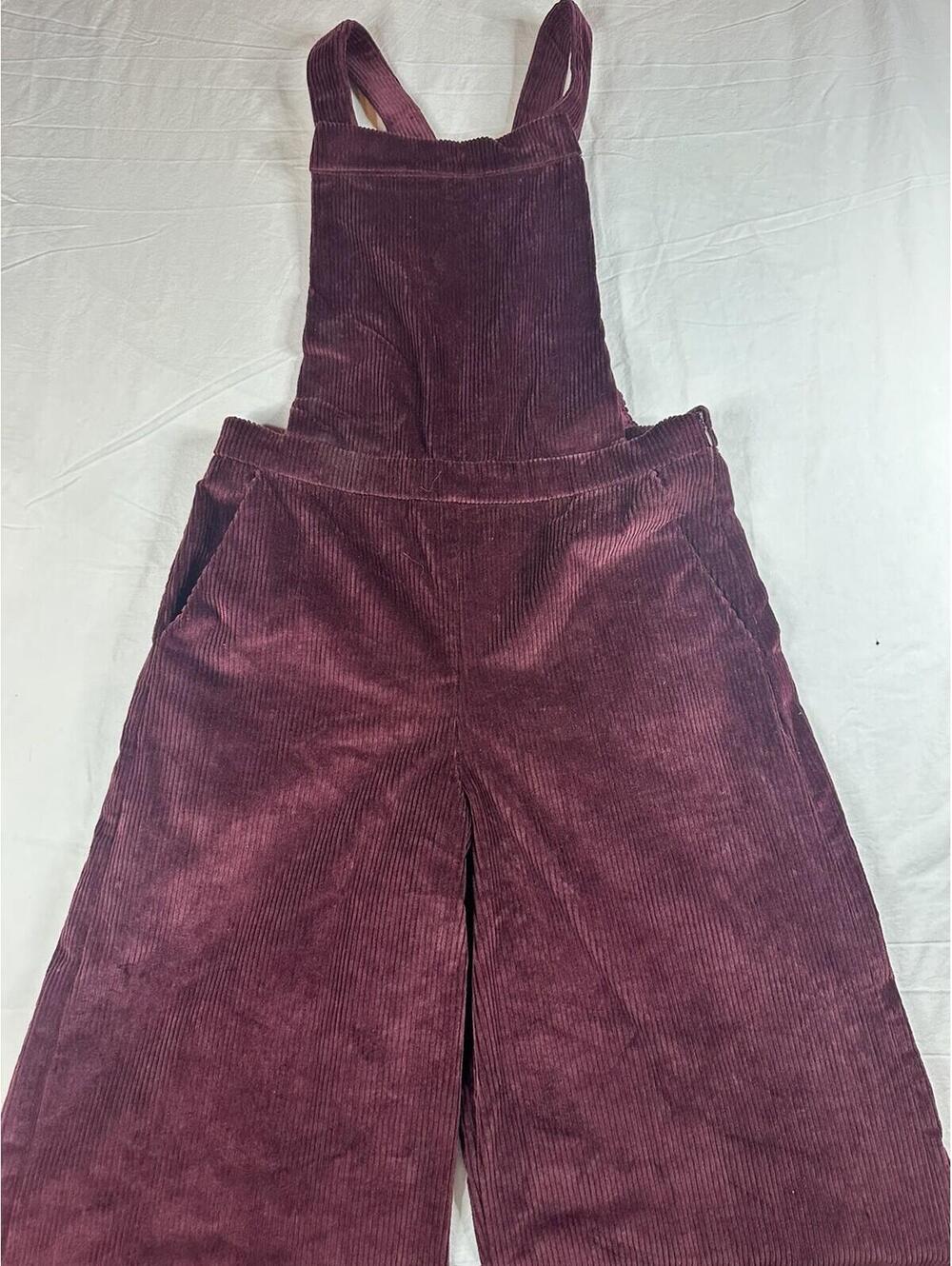 🍷 Vintage Corduroy Overalls Burgundy Wide Leg Jumpsuit S Xhilaration Wide-Leg - Picture 4 of 16